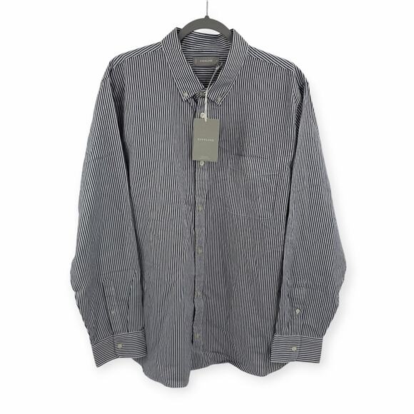 Everlane Cotton Slim Button Down Shirt in navy white Size XXL - Picture 2 of 8